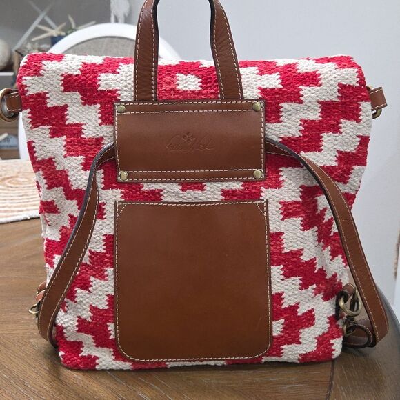 Patricia Nash Leather Aztec Woven Casoli Convertible Backpack, Nwot - Picture 2 of 9